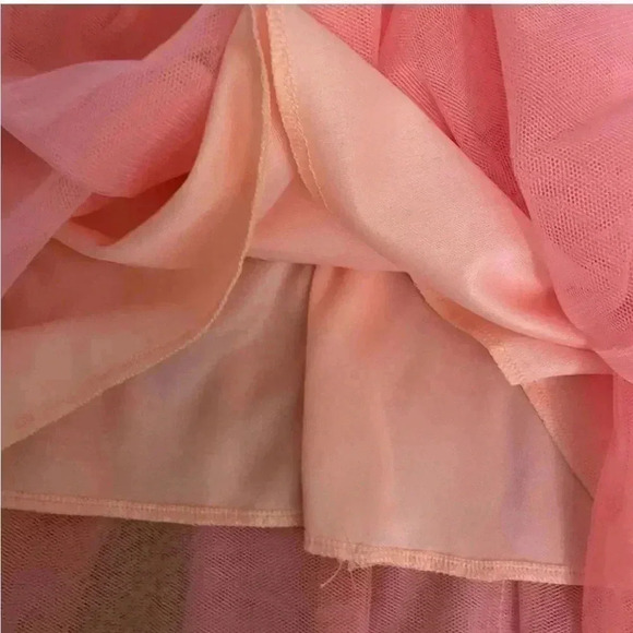 Gold Sequin Coral Tulle Sleeveless Layered Pink Princess Dress SZ 6/7 # 1564 - Picture 7 of 8